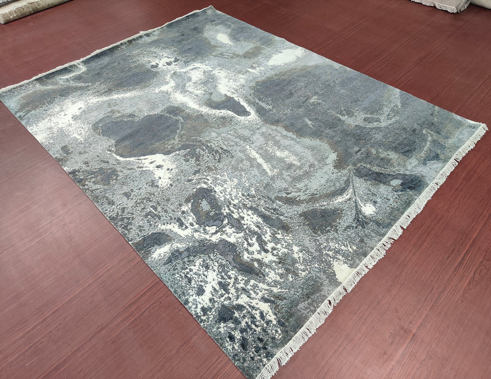 Hand-Knotted Modern Wool Rug AL#108 8x10, 9x12 |Monochrome Marble Texture - Image 4