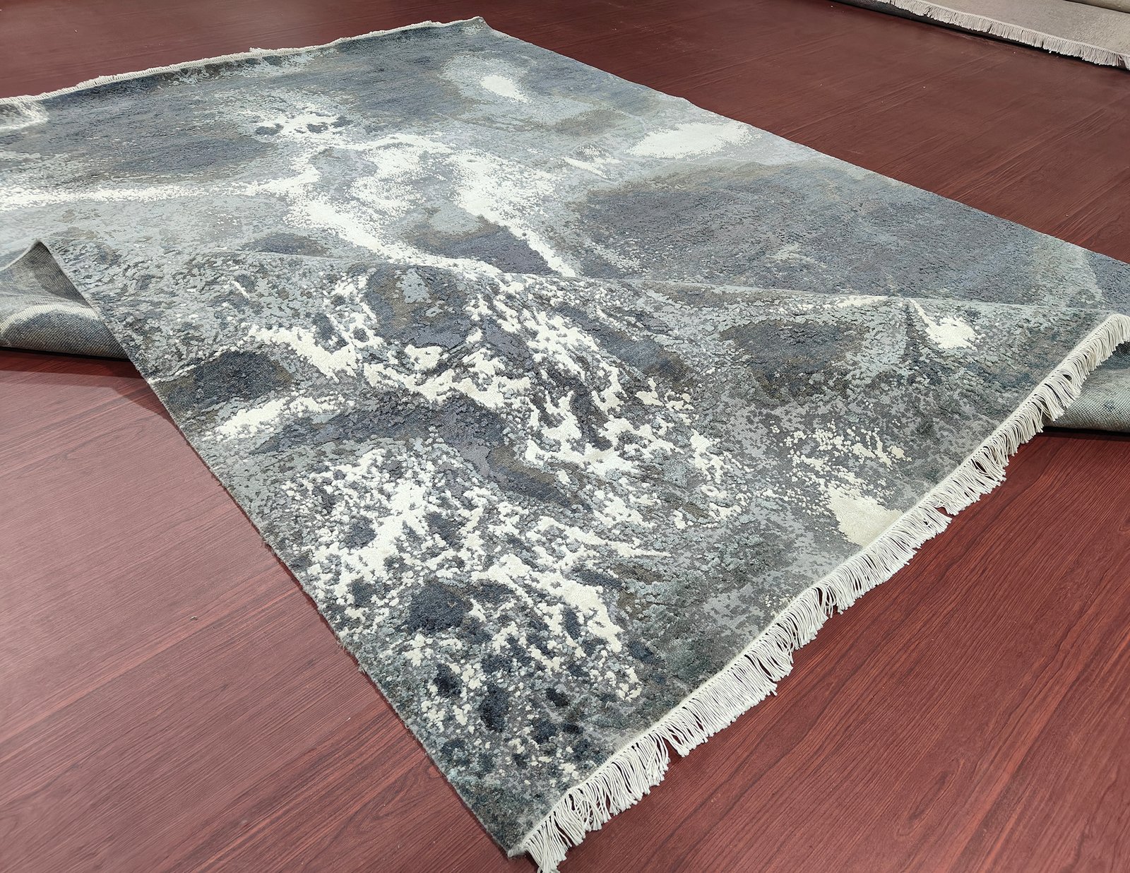 Hand-Knotted Modern Wool Rug AL#108 8x10, 9x12 |Monochrome Marble Texture - Image 2