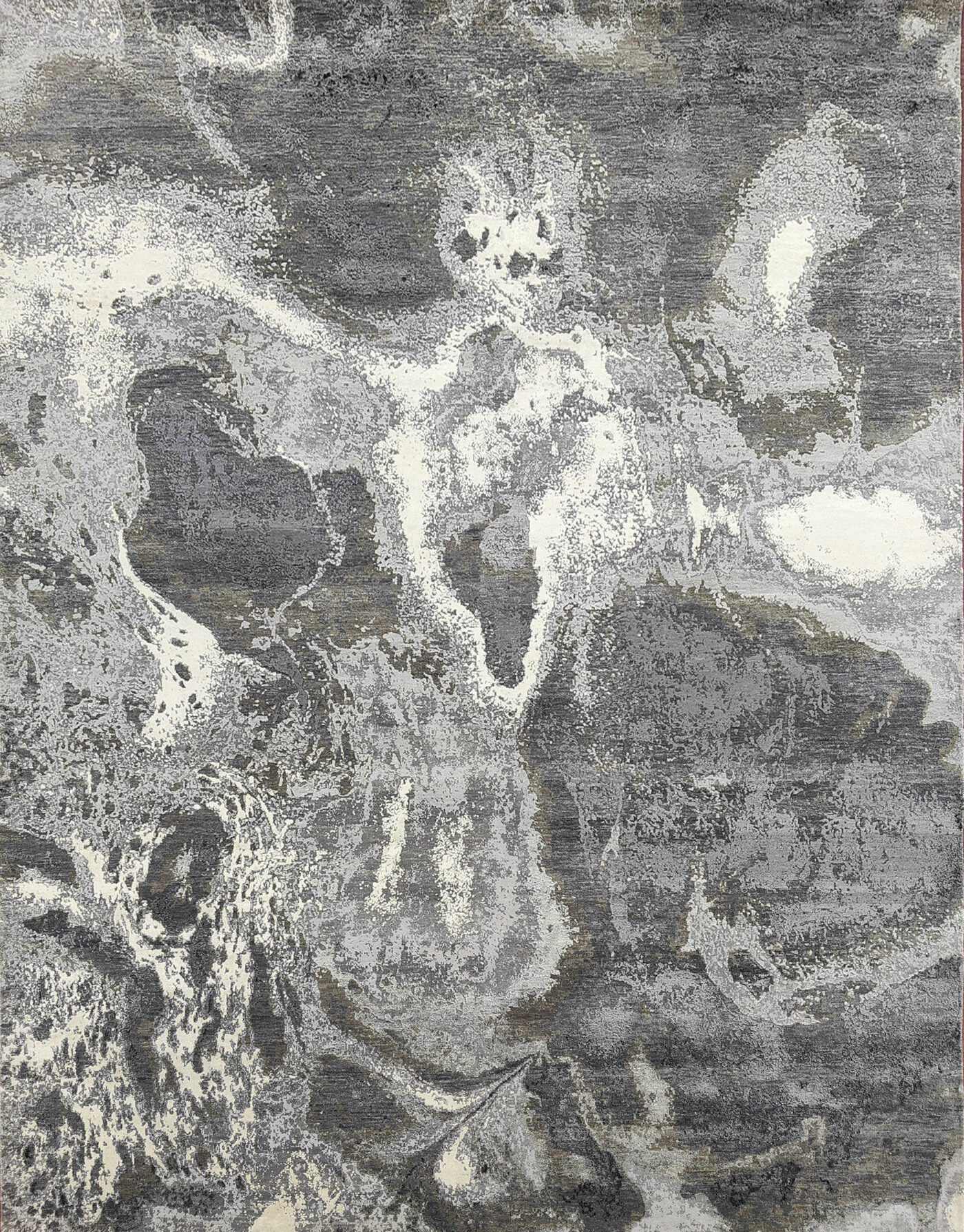 Hand-Knotted Modern Wool Rug AL#108 8x10, 9x12 |Monochrome Marble Texture