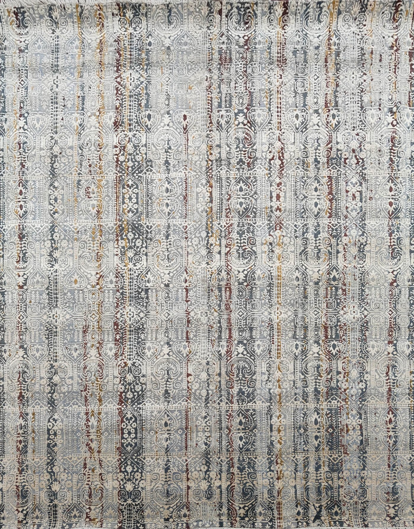 Hand-Knotted Modern Transitional Rug AL#119 Vintage Stripe Mosaic Design