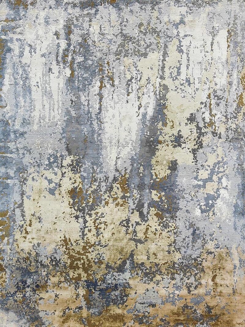 Hand-Knotted Modern Rug AL#132 Abstract Brushstroke Landscape