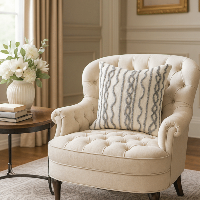 Decorative Throw Pillow with Abstract Wavy Stripe Design