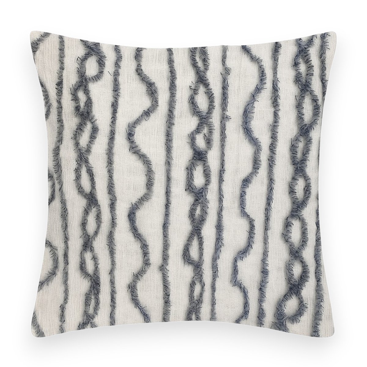 Decorative Throw Pillow with Abstract Wavy Stripe Design - Image 2