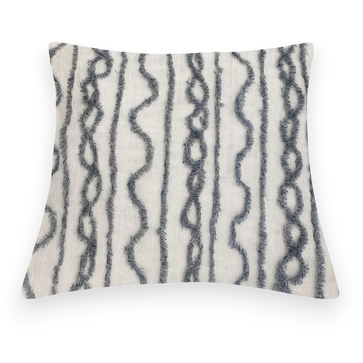 Decorative Throw Pillow with Abstract Wavy Stripe Design - Image 3