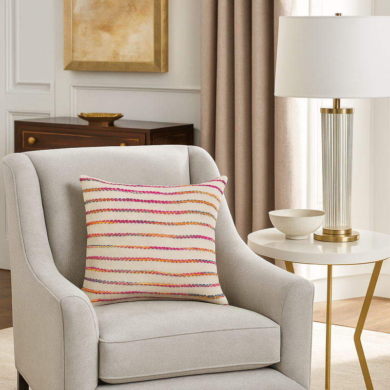 Multicolor Handwoven Striped Cushion Cover