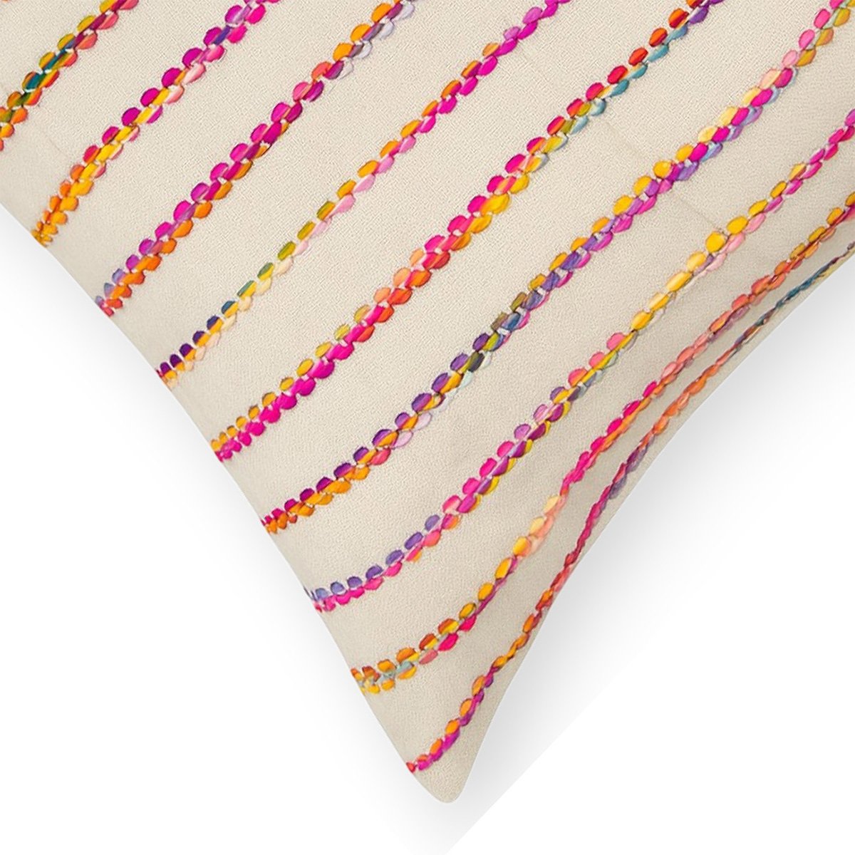 Multicolor Handwoven Striped Cushion Cover - Image 4