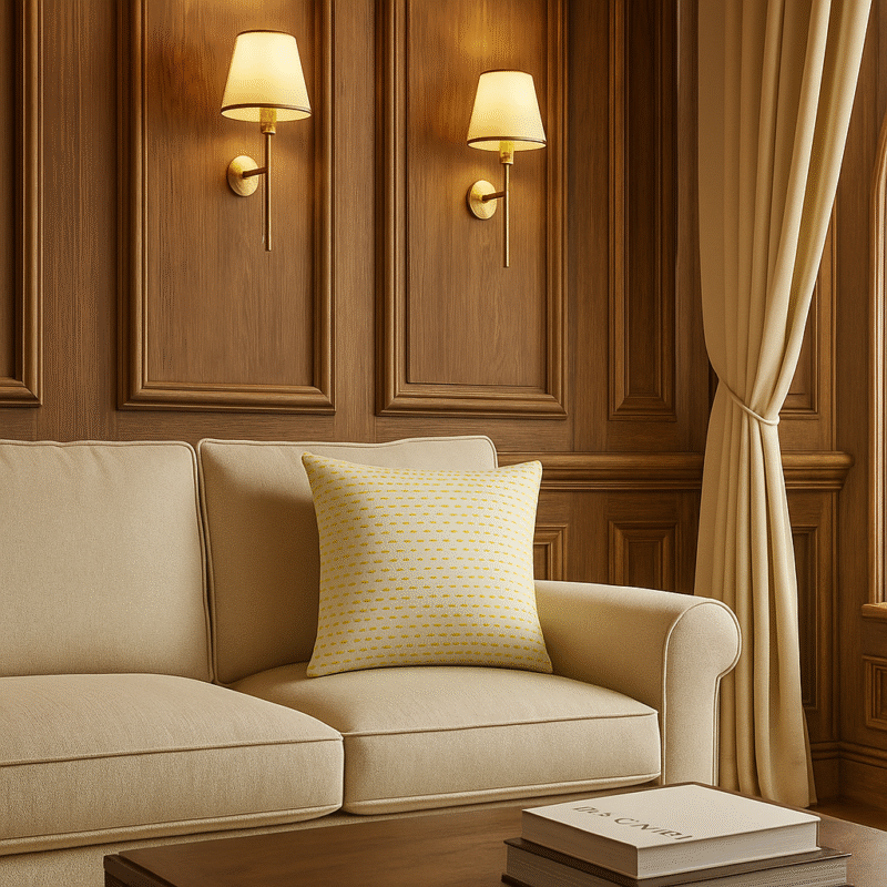 Repeated Green Dot Hand Work Embroidery Cushion Cover