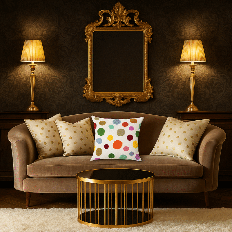 Multicolor Polka Dot Tufting Embroidered