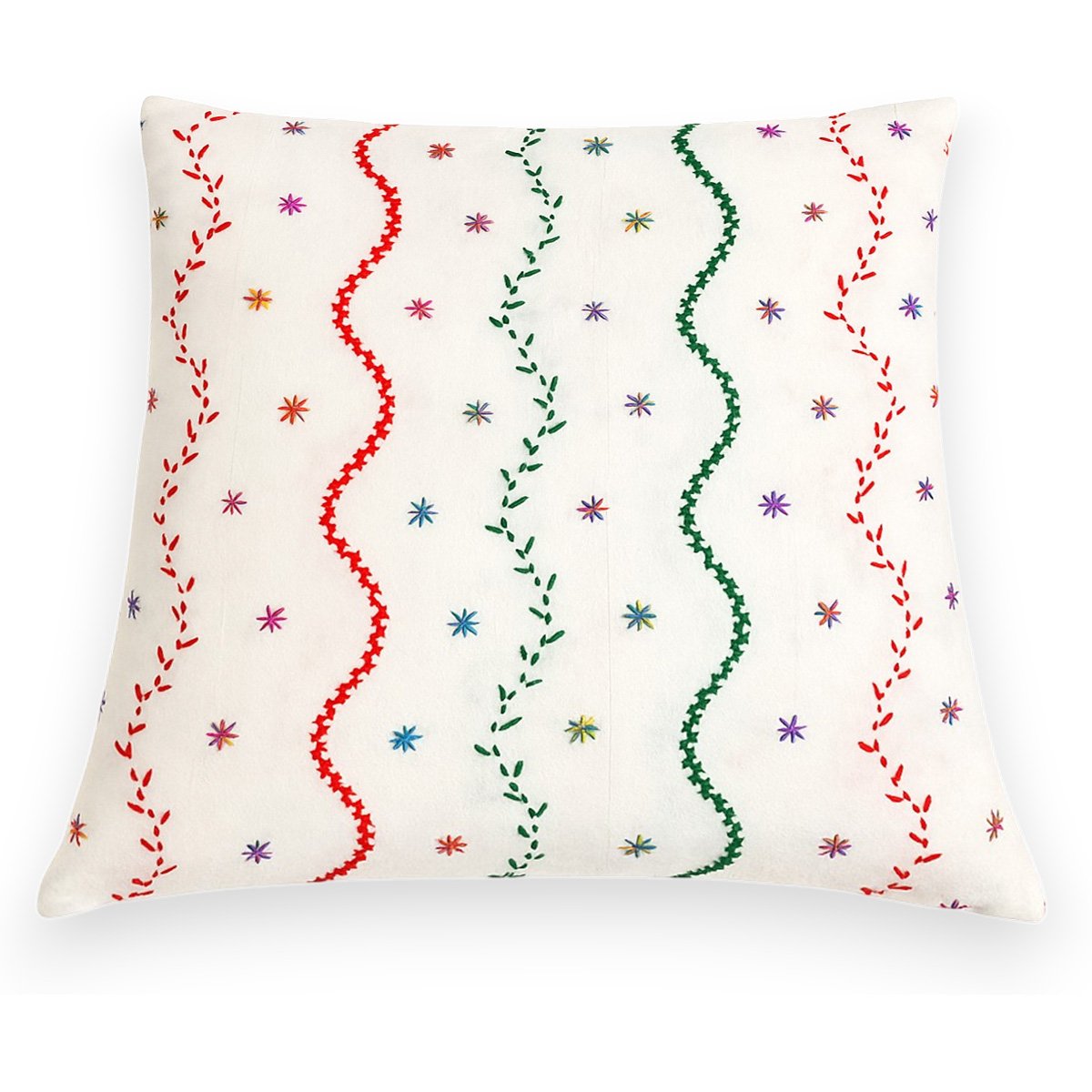 Multicolor Wavy Line & Dot Embroidery Cushion Cover - Image 3
