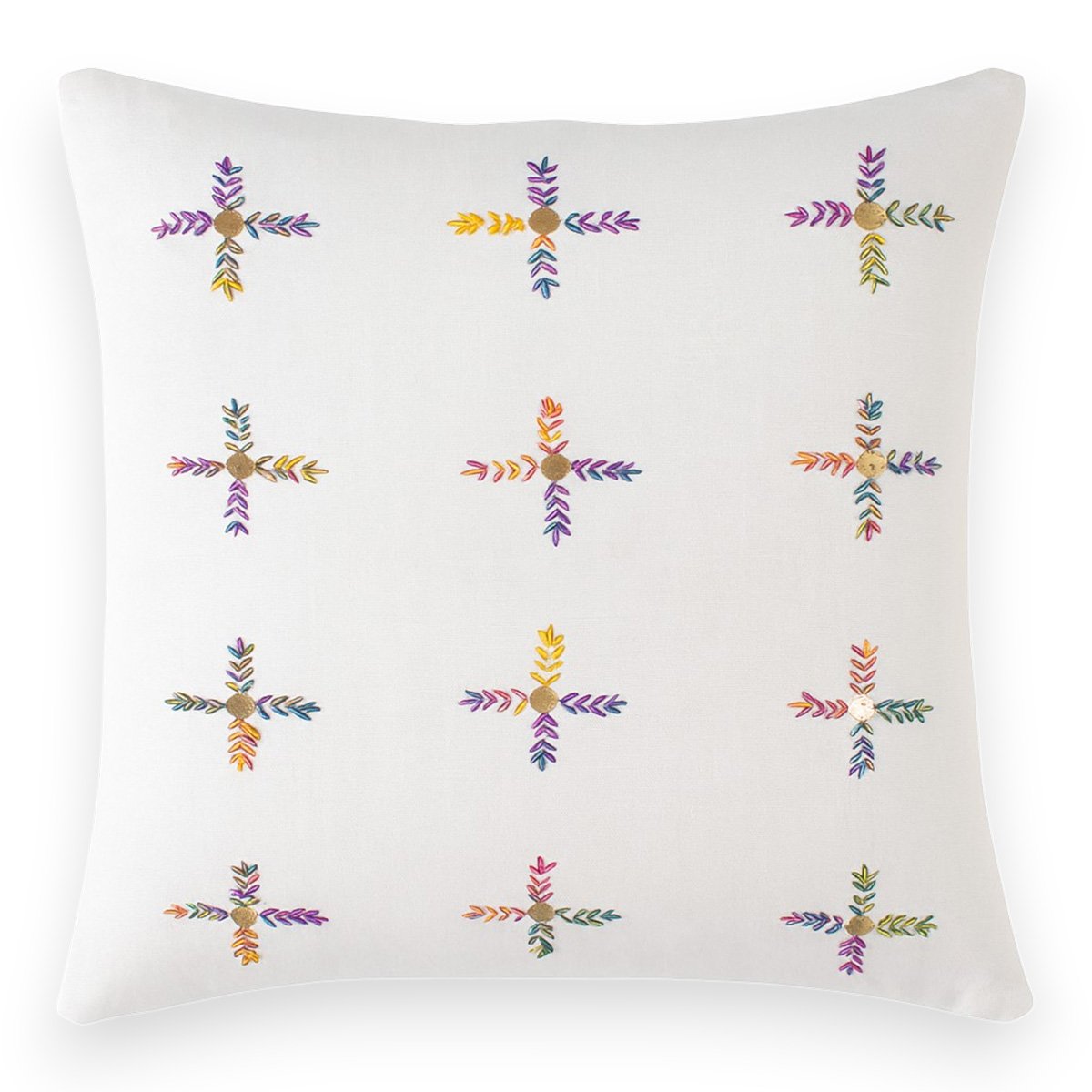 Beaded Multicolor Cross Motif Cushion Cover - Image 2