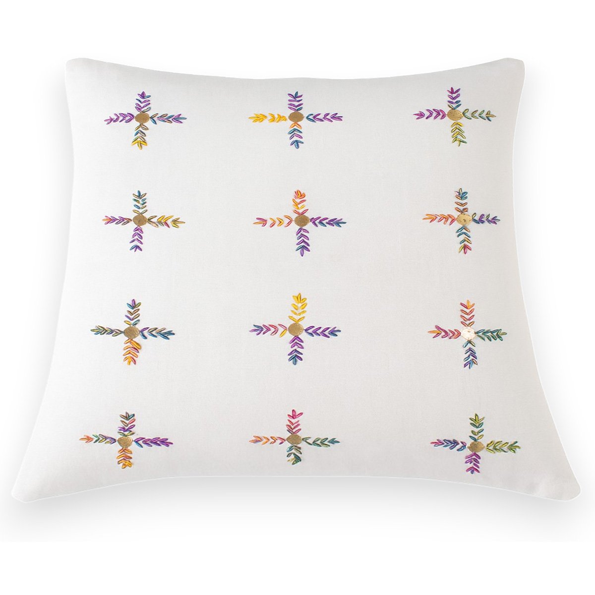 Beaded Multicolor Cross Motif Cushion Cover - Image 3