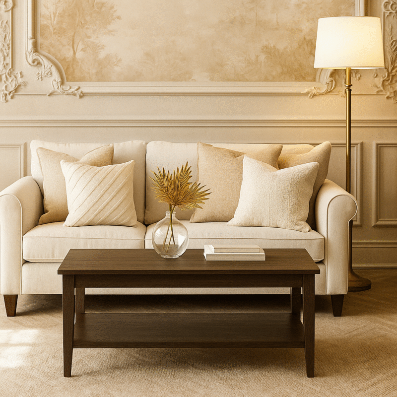 Hand Tufted Embroidered Diagonal Line Tufting in Cream Cushion Cover