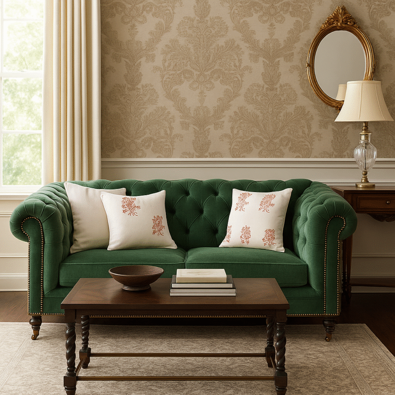 Floral Motif Embroidery in Red Cushion Cover