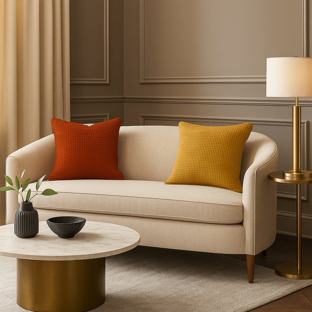 Rust Orange Waffle Texture Pillow Cover