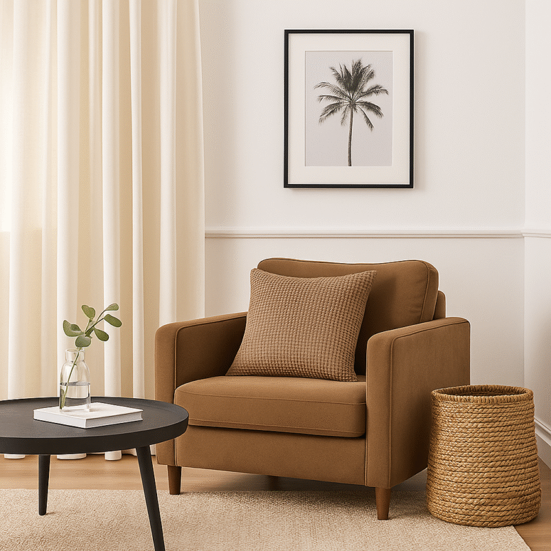 Camel Brown Waffle Texture Pillow Cover