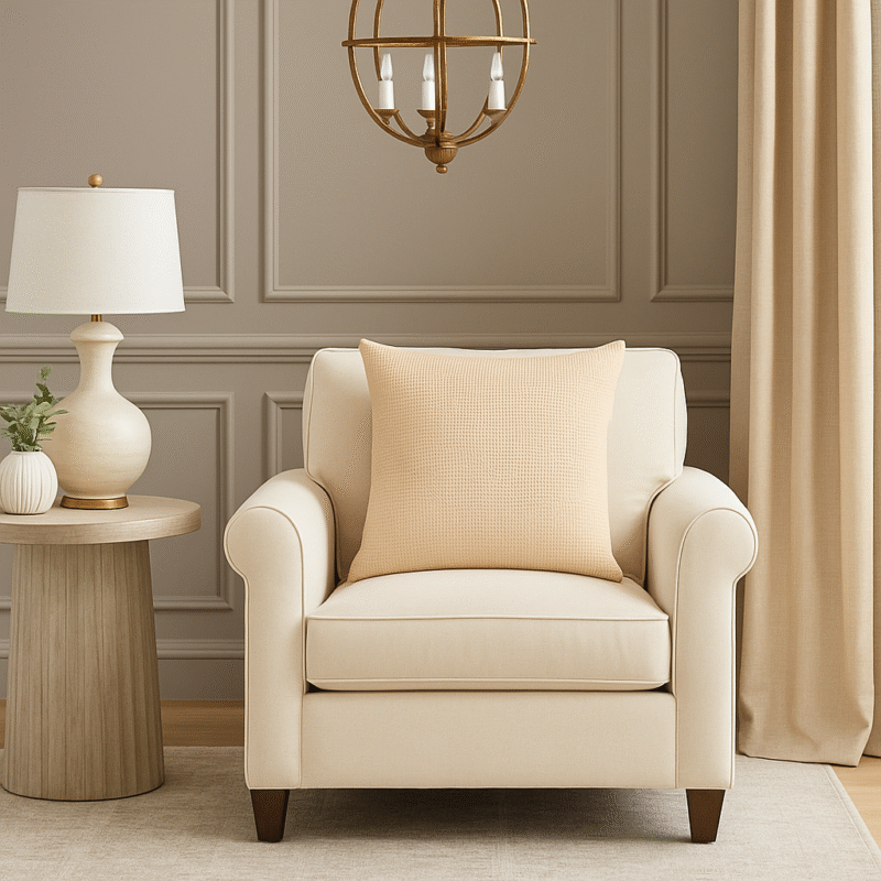 Beige Waffle Texture Pillow Cover