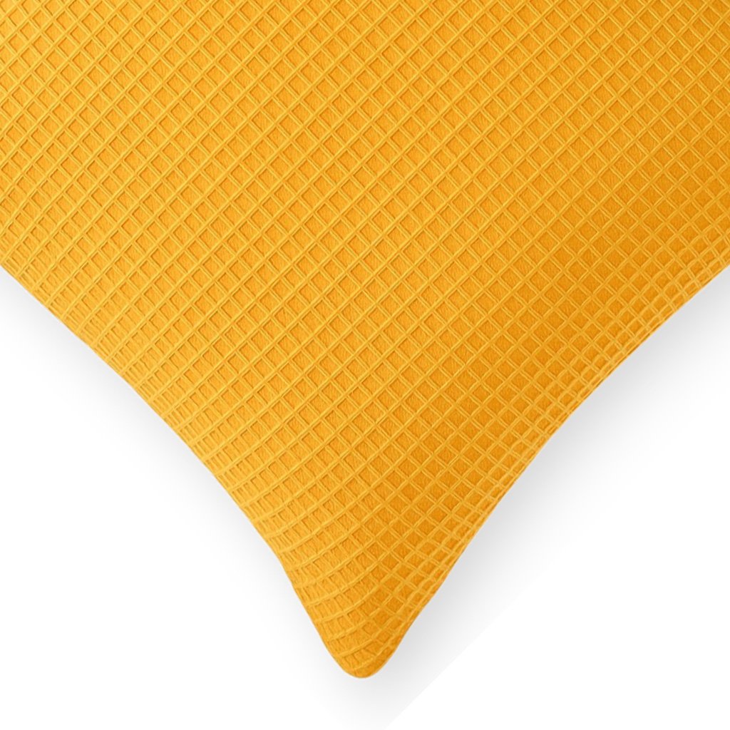 Bright Yellow Waffle Texture Pillow Cover - Image 3