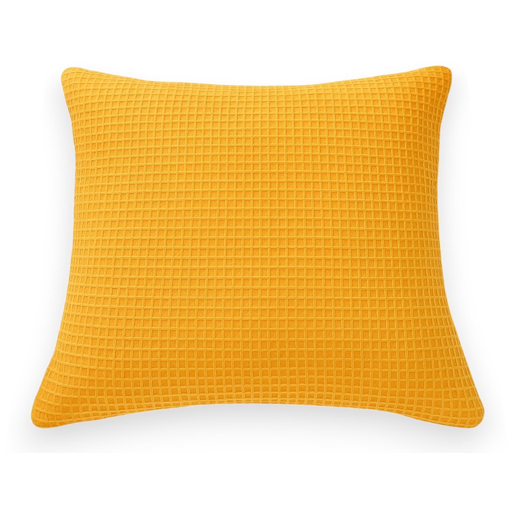 Bright Yellow Waffle Texture Pillow Cover - Image 4
