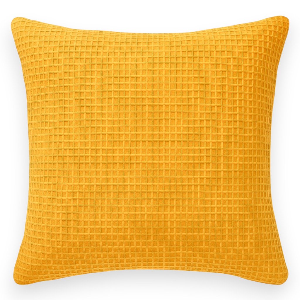 Bright Yellow Waffle Texture Pillow Cover - Image 2