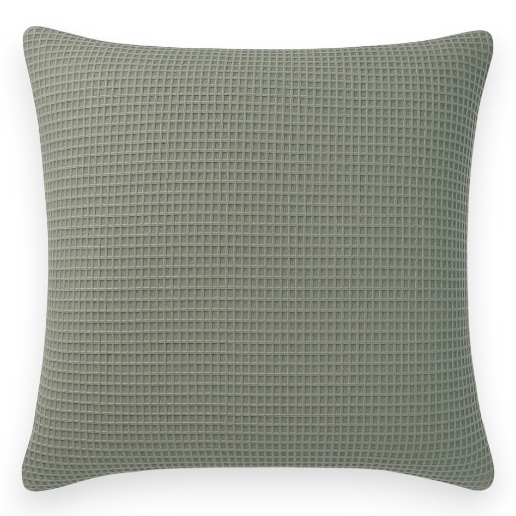Olive Light Green Waffle Texture Pillow Cover - Image 2