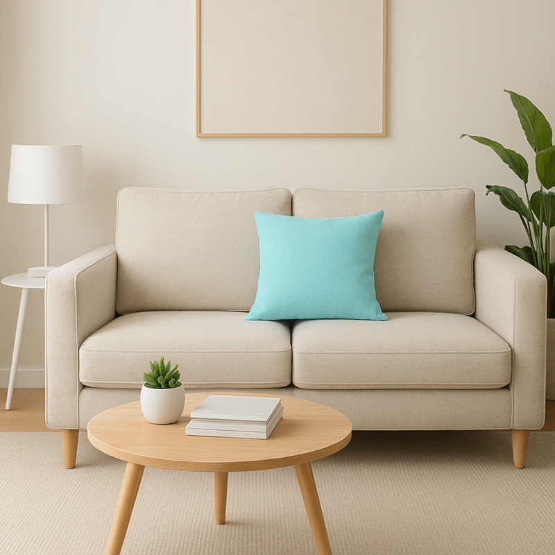 Light Turquoise Waffle Texture Pillow Cover