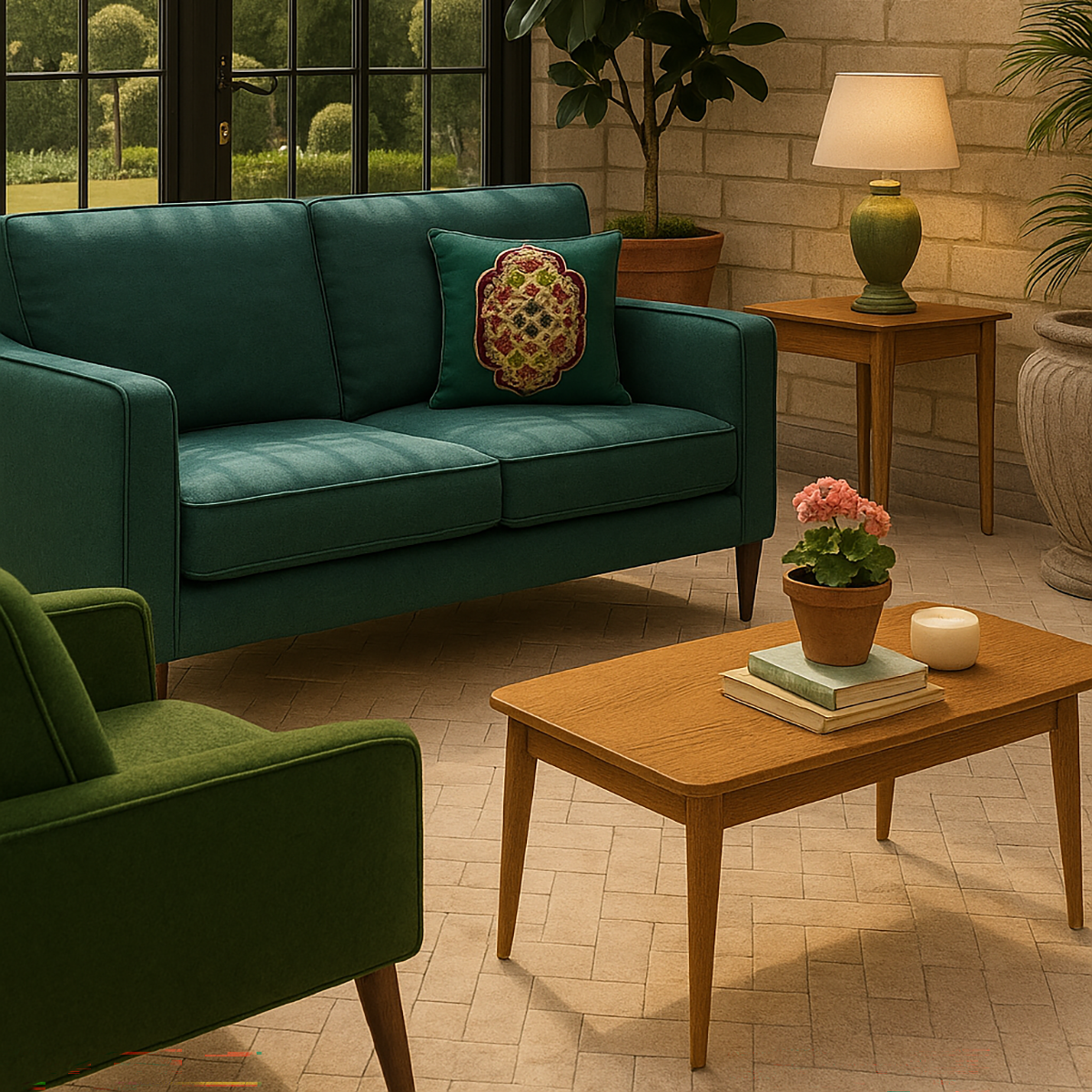 Royal Velvet  Teal with Heritage Floral Medallion