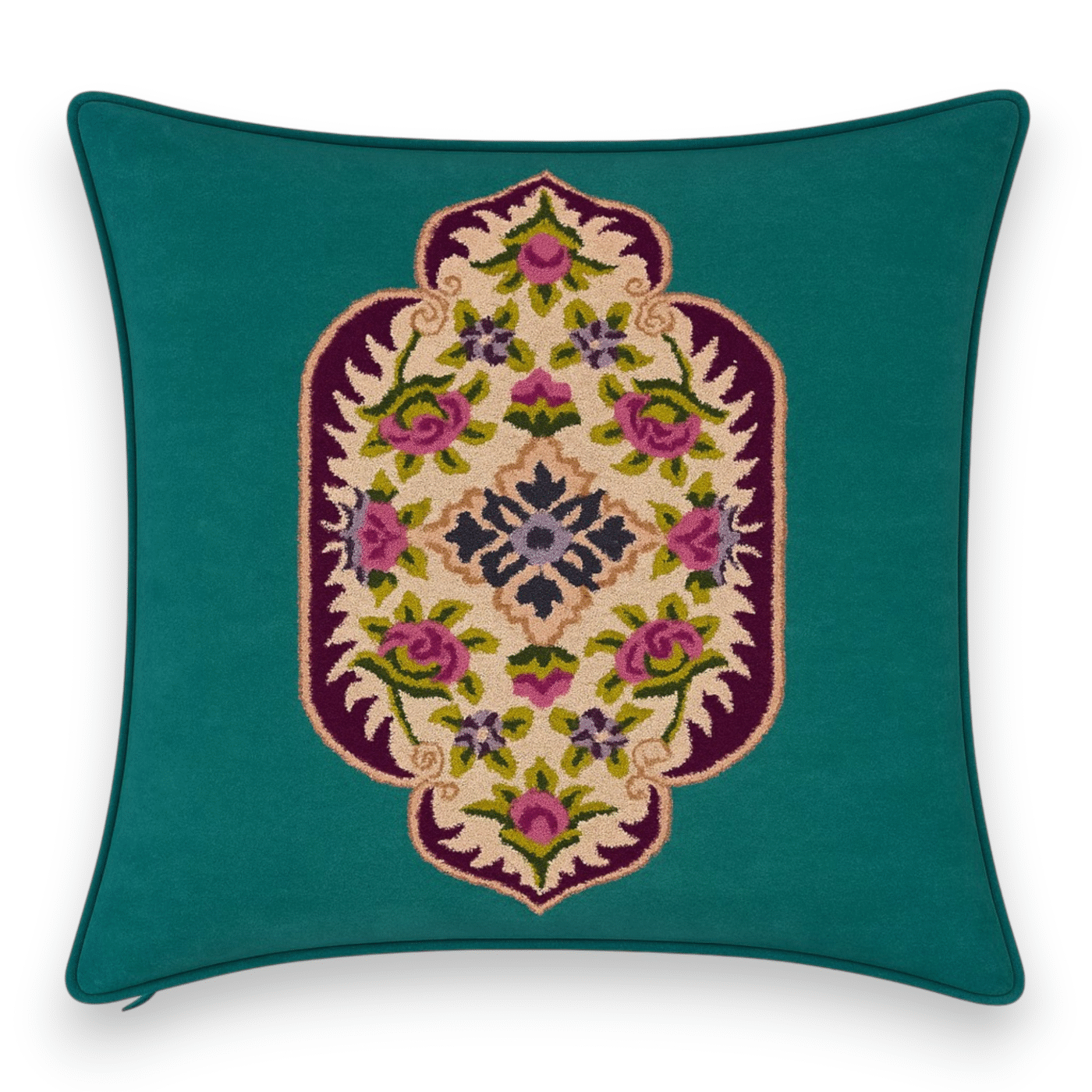 Royal Velvet  Teal with Heritage Floral Medallion - Image 2
