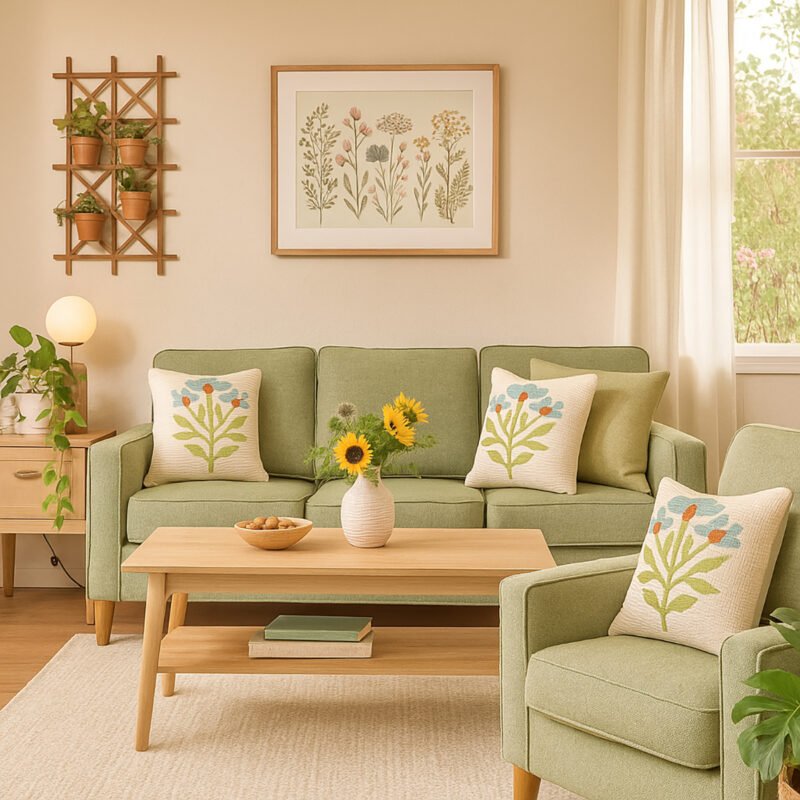 Embroidered Floral Accent Pillow