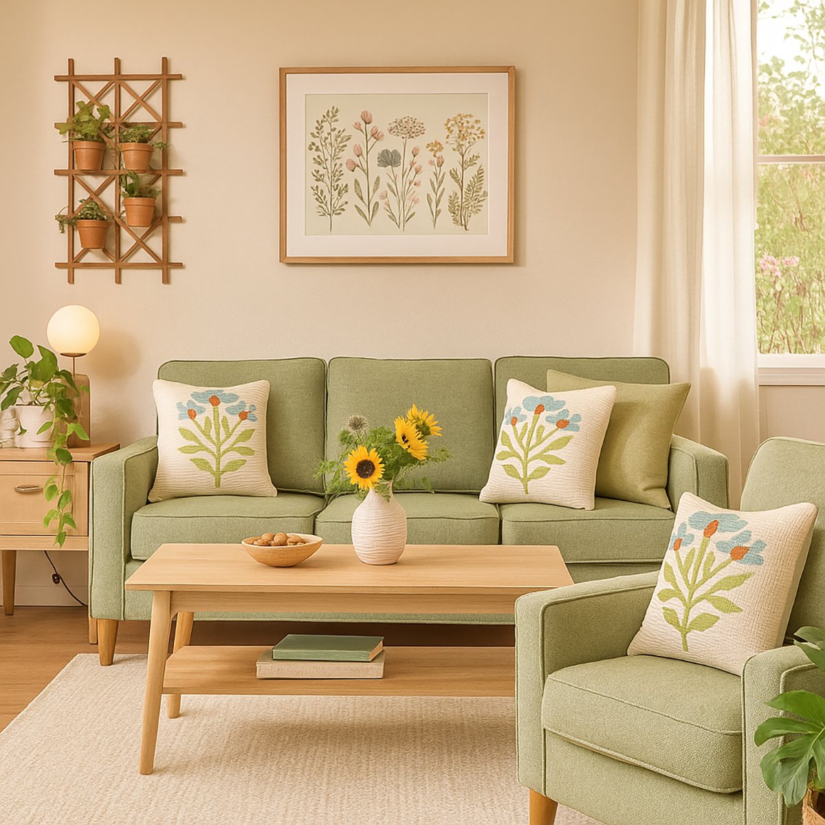 Embroidered Floral Accent Pillow