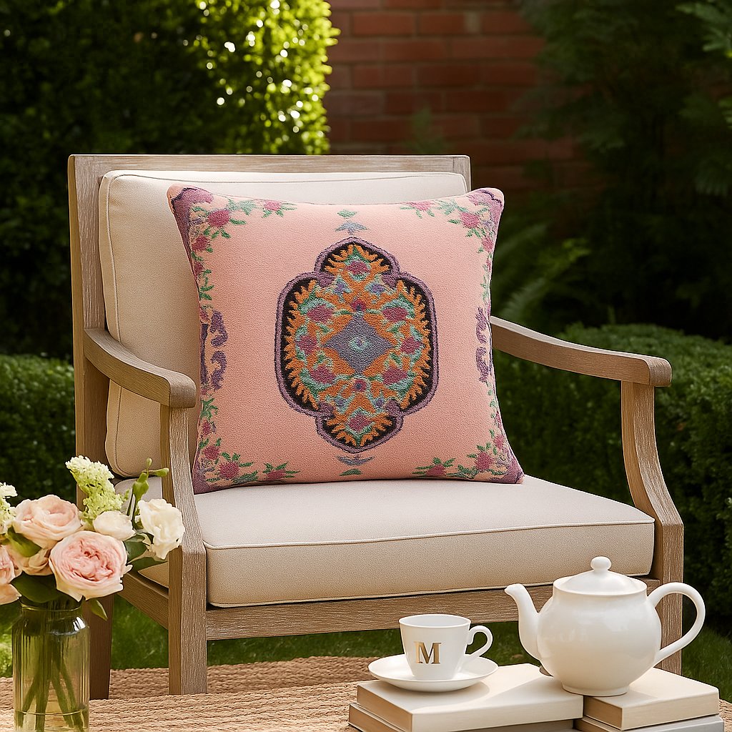 Vintage Peach Medallion Decorative Pillow Cover