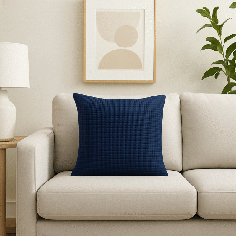 Waffle Texture Cushion Cover Navy Blue