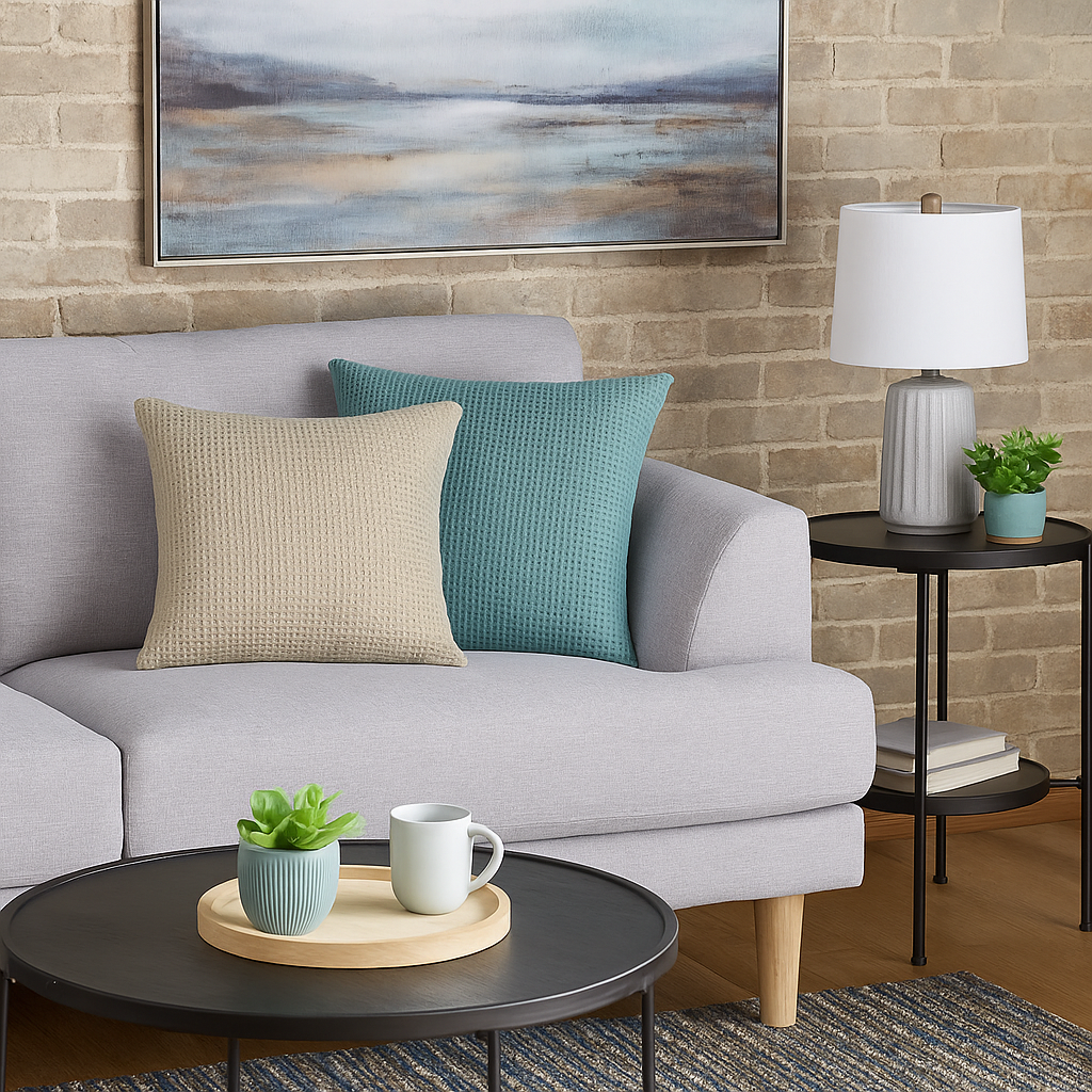 Waffle Texture Cushion Cover Sage Green