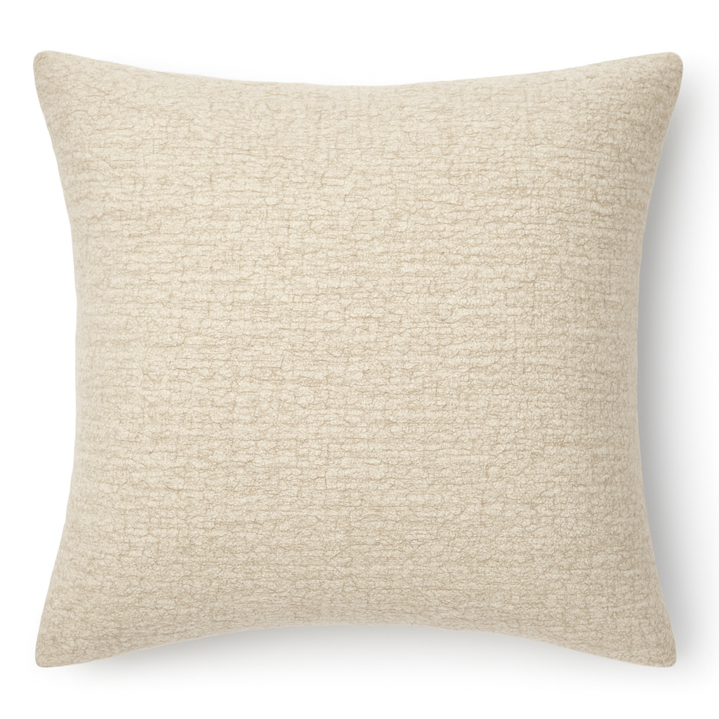 Classic Chenille Cushion Cover Pillow Ivory Beige - Image 2